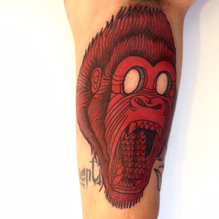 Tattoos - red gorilla - 129250